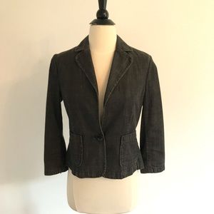 Banana republic washed black denim 3/4 sleeve fitted blazer SZ 4